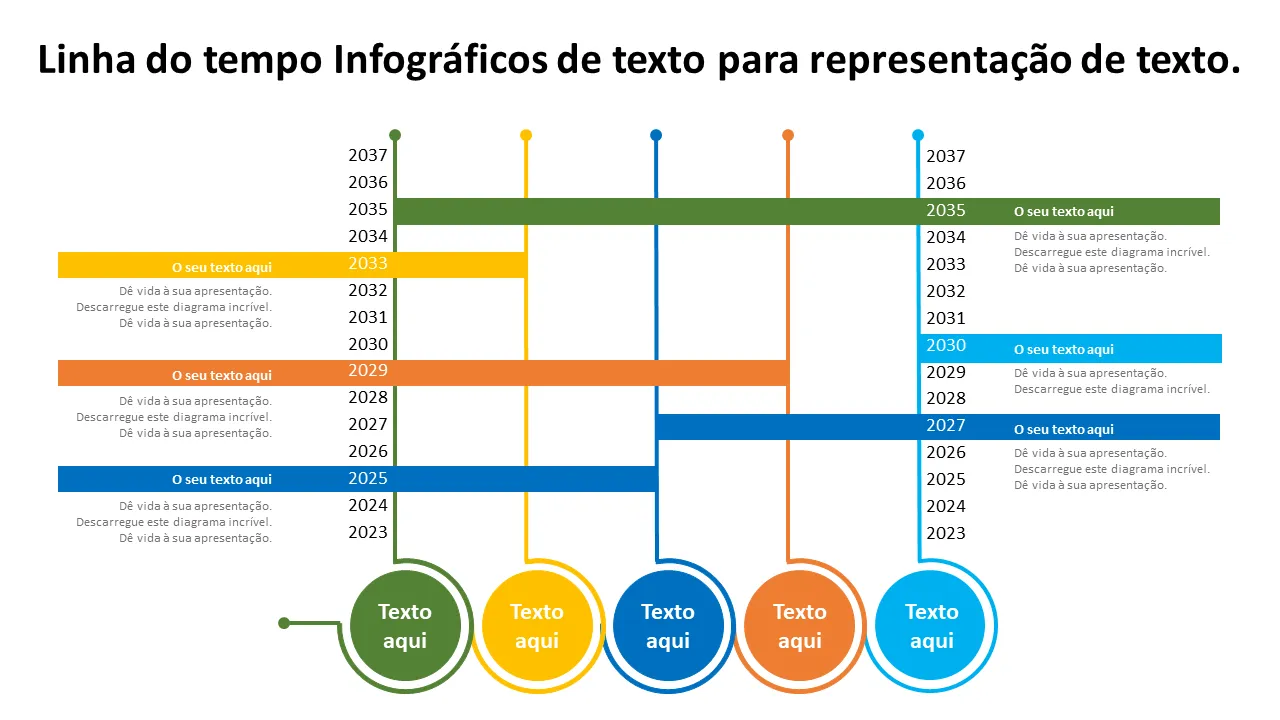 Infográficos de texto da linha do tempo Ap para modelo de Powerpoint de representação de texto