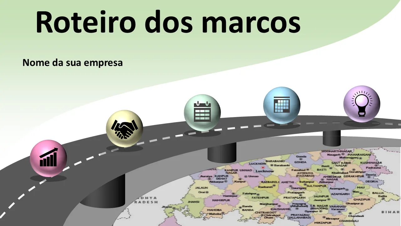 Marcos Roteiro Estrutura de Planejamento Estratégico Direção de Negócios Alcançando Metas Preparação Modelo de PowerPoint para Apresentações Profissionais