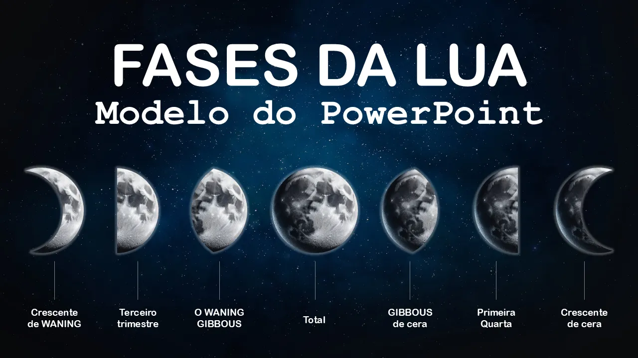 Modelo de PowerPoint de fases da lua para apresentações de negócios
