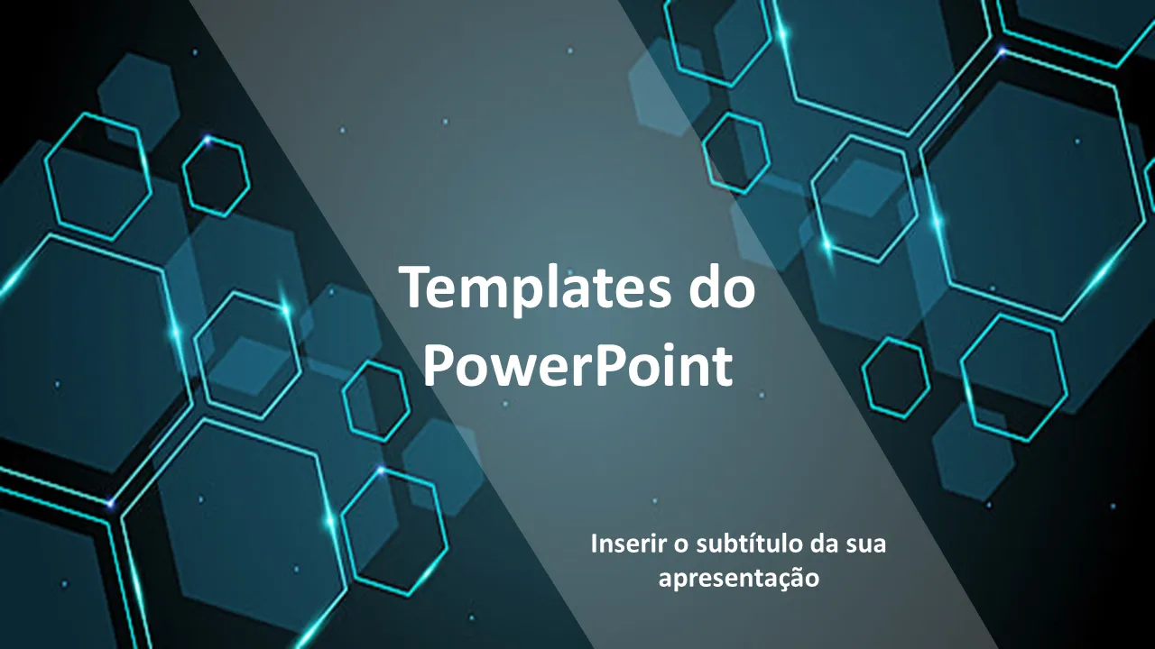 Modelos de PowerPoint abstratos de hexágonos de alta tecnologia para apresentações de negócios
