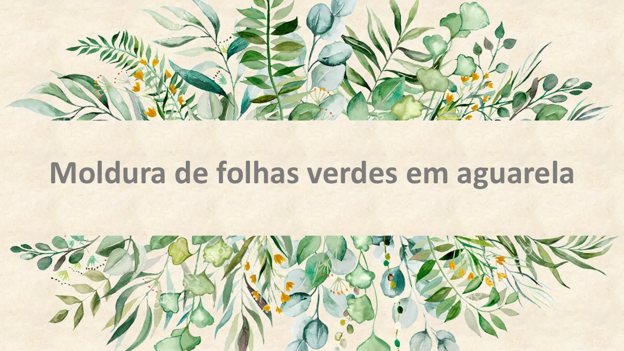 Modelos de PowerPoint com moldura de folhas verdes em aquarela para apresentações de negócios