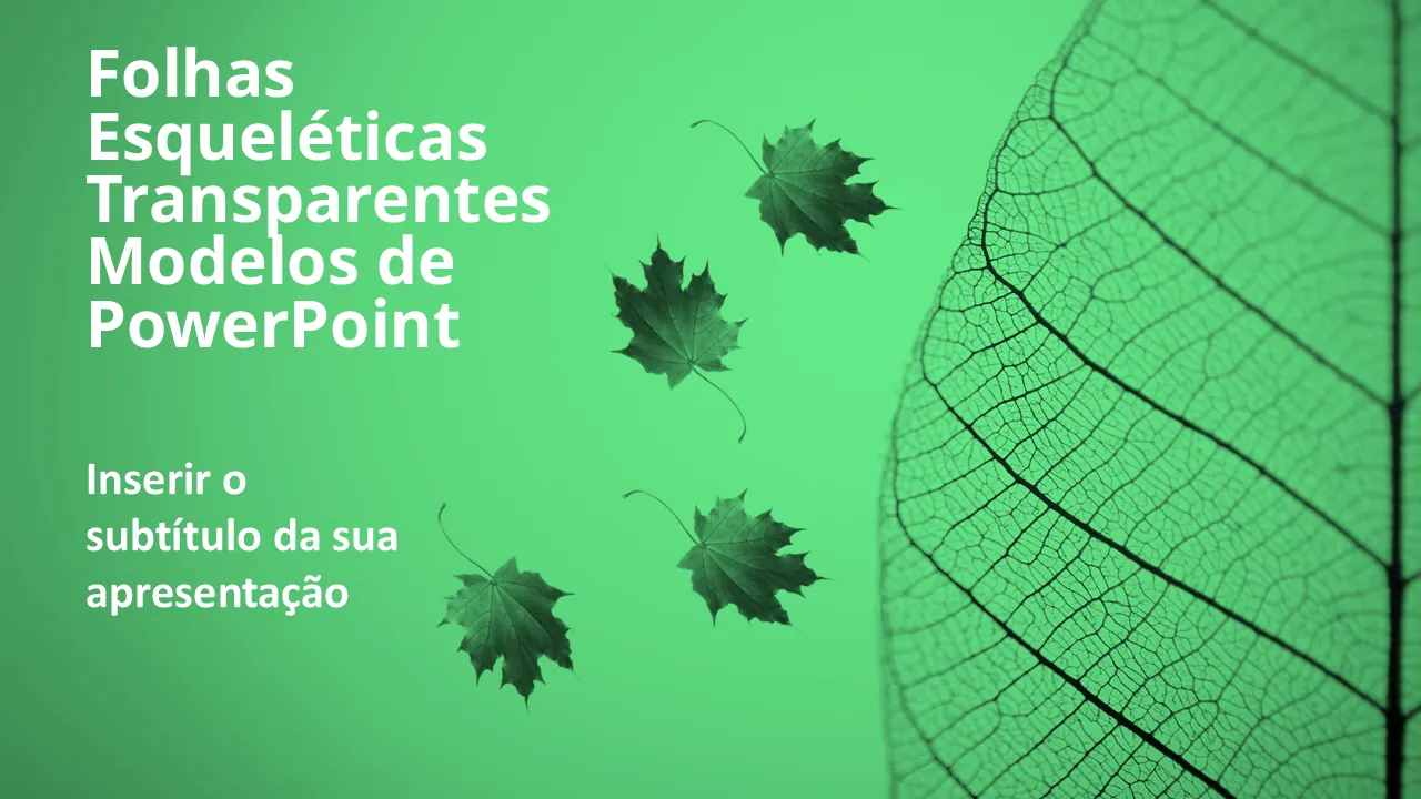 Modelos de PowerPoint de folhas esqueléticas transparentes para apresentações de negócios