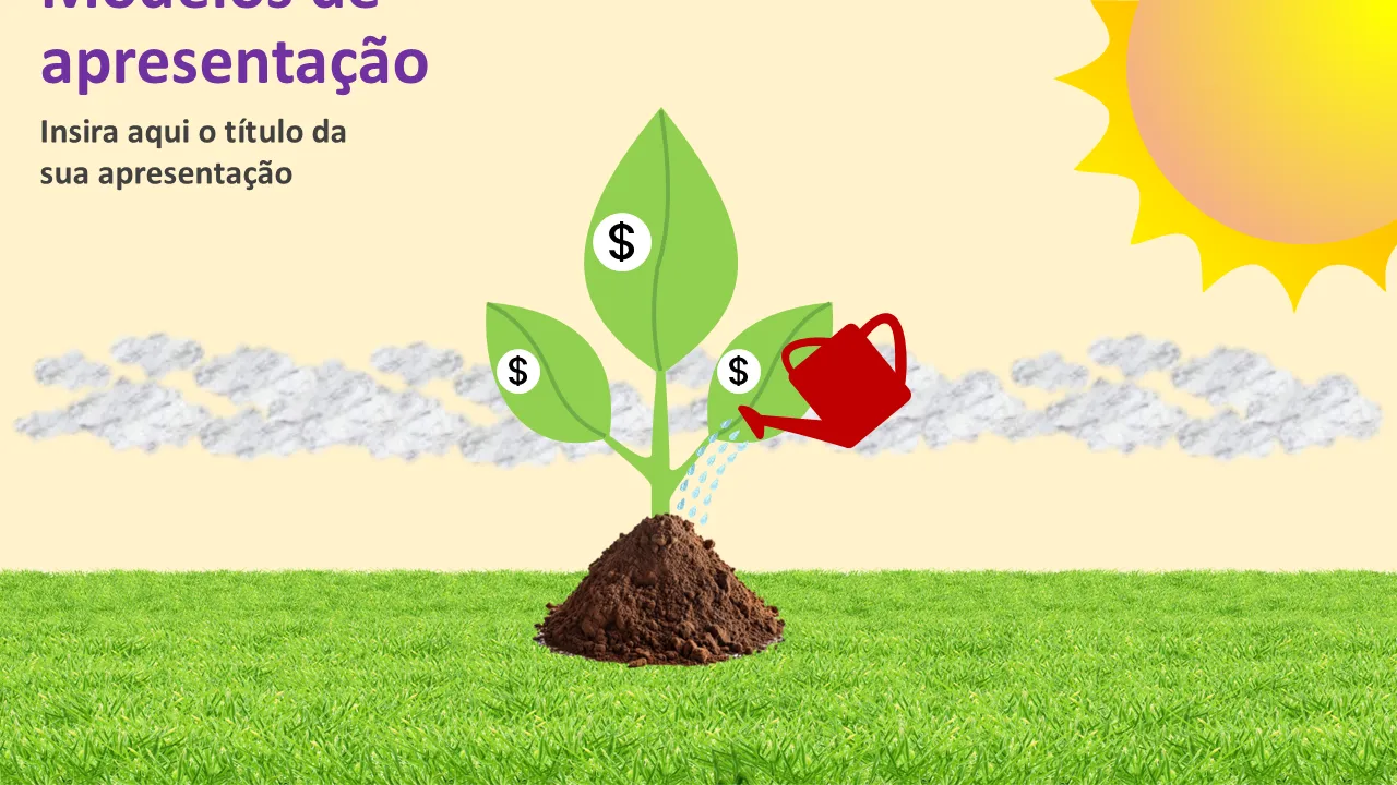 Modelos de PowerPoint de moedas de dólar de planta
